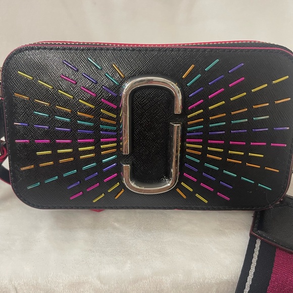 Marc Jacobs The Confetti Snapshot Crossbody Bag with Pink Strap - Picture 2 of 9